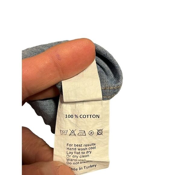 Peter Millar Men's Long Sleeve Dress Shirt Blue Denim Style Logo Blue Size 2XL - Picture 11 of 11